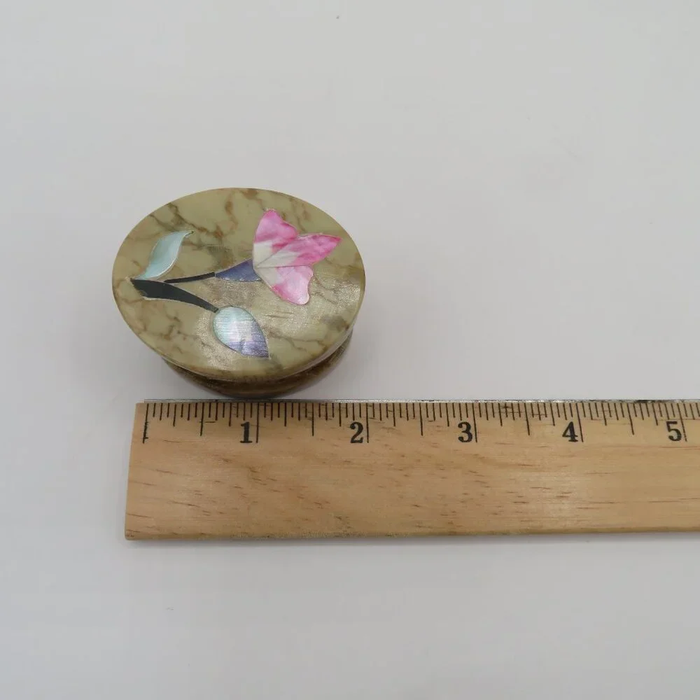 Soapstone Mother Of Pearl Trinket Box